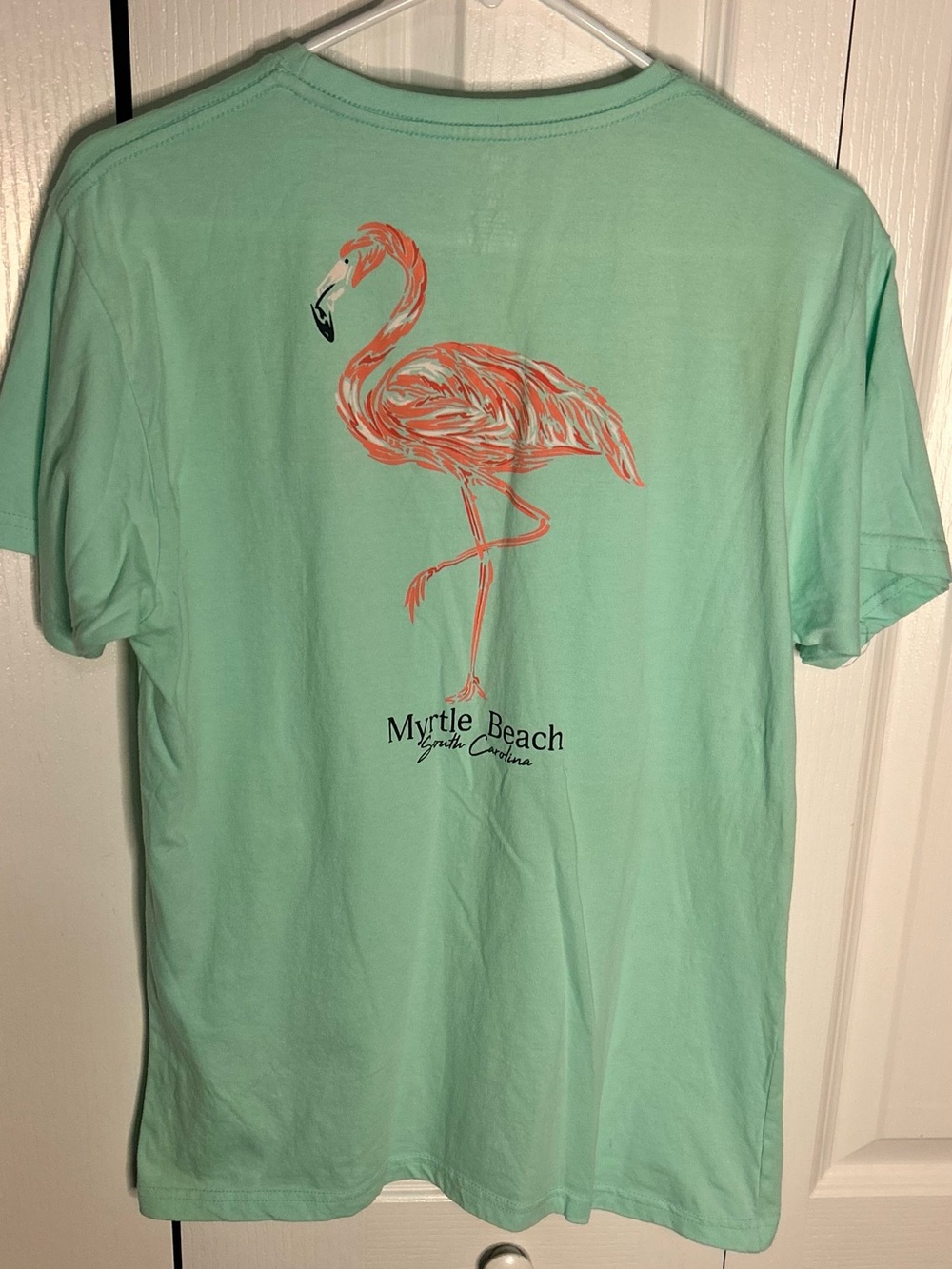 Coastal Swell Women’s Mint Medium Myrtle Beach SC Graphic Design Tshirt Flamingo - Picture 3 of 3